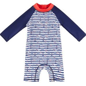 Umelok Red White & Blue Nautical Rashguard Swimsuit Snap Bottom Size 3-6M